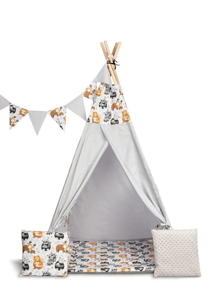 Teepee tent - raccoons grey - Ladybug Online Store
