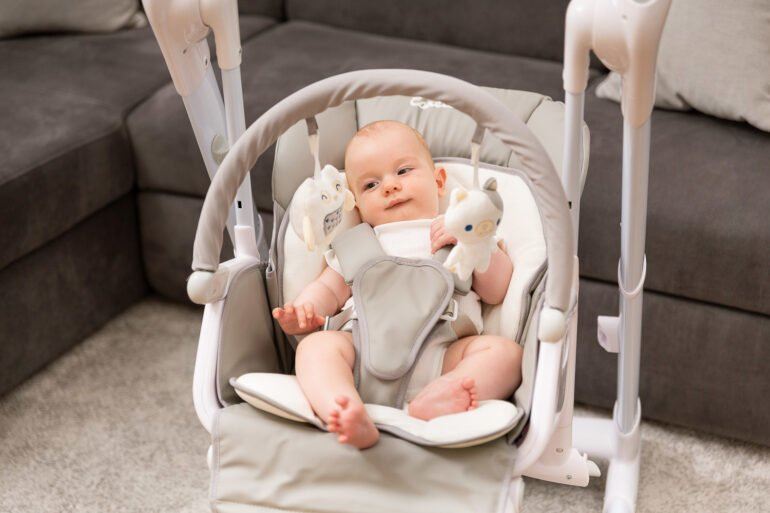 Caretero Indigo - high chair & electric swing - navy - Ladybug Online Store