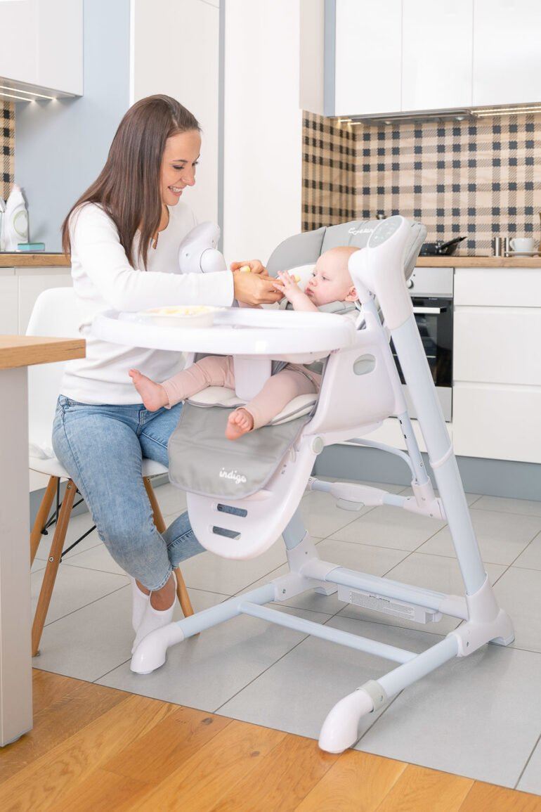 Caretero Indigo - high chair & electric swing - navy - Ladybug Online Store