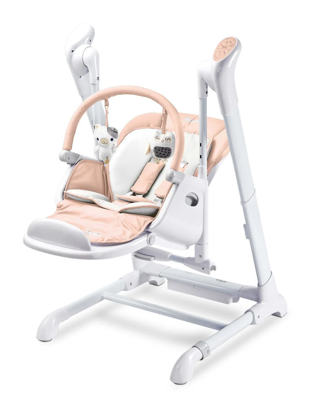 Caretero Indigo - high chair & electric swing - powder pink - Ladybug Online Store