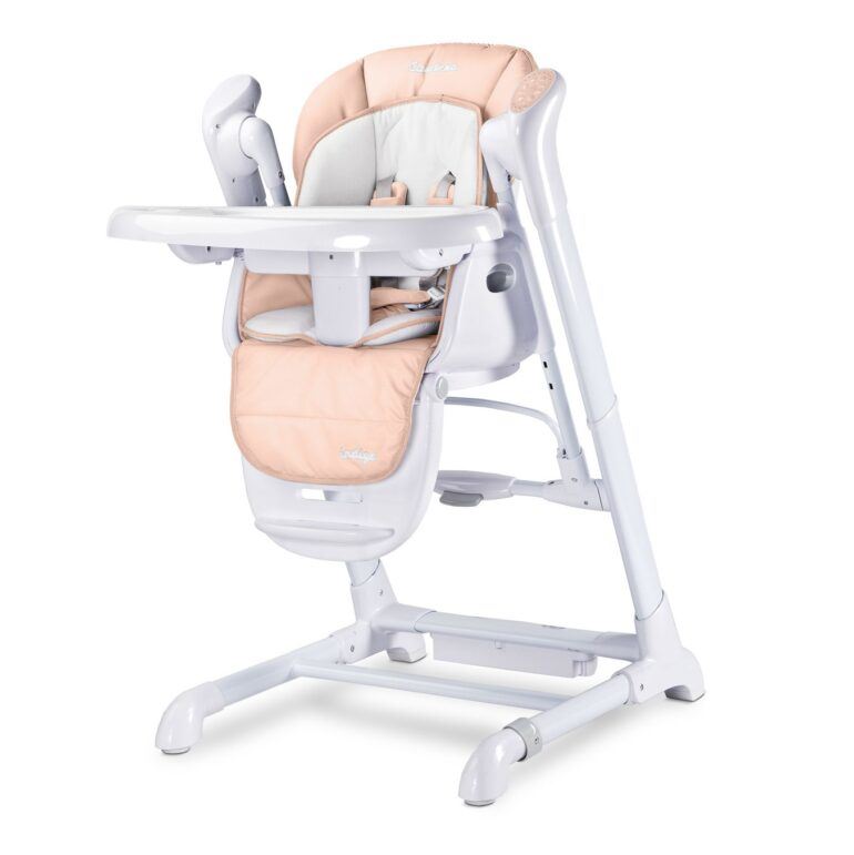 Caretero Indigo - high chair & electric swing - powder pink - Ladybug Online Store