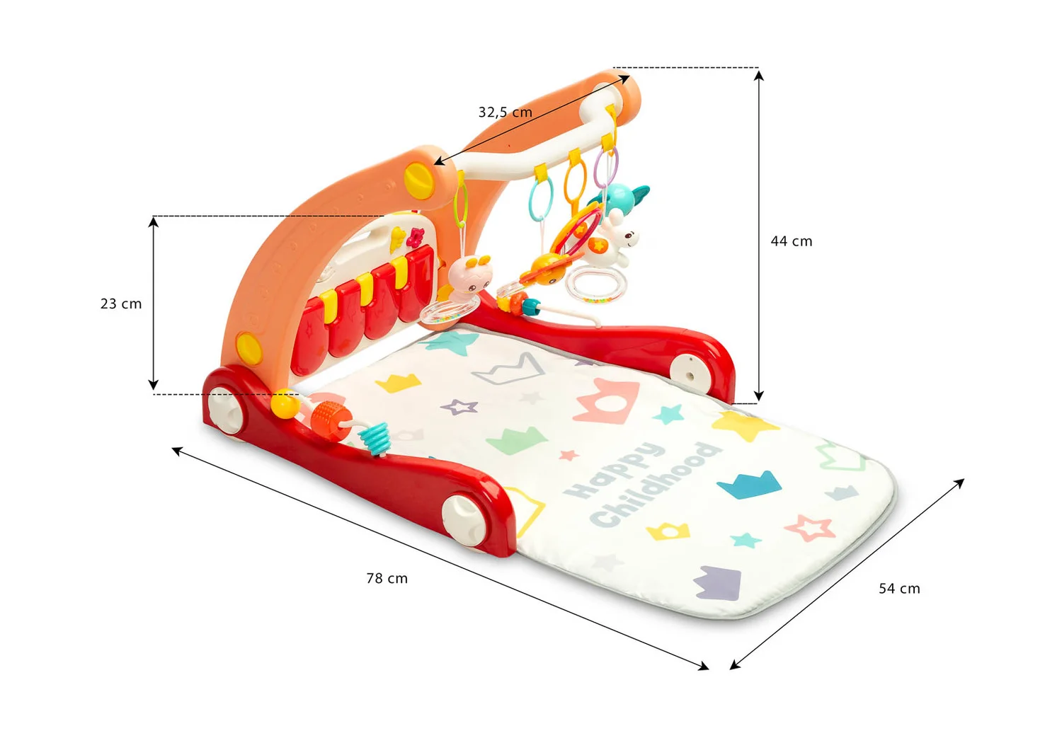 Walker with music mat 2in1 - pink - Ladybug Online Store