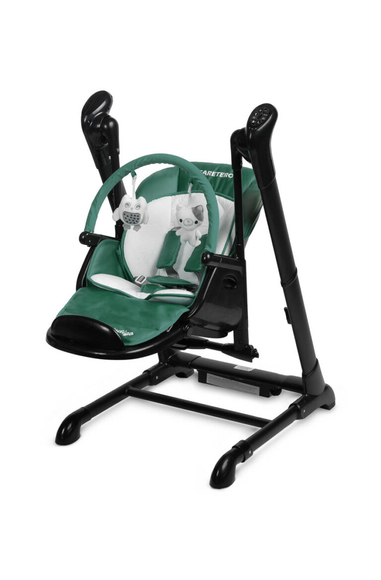 Ladybug Caretero Indigo - high chair & electric swing - black green 2-in-1 baby swing and high chair image 2